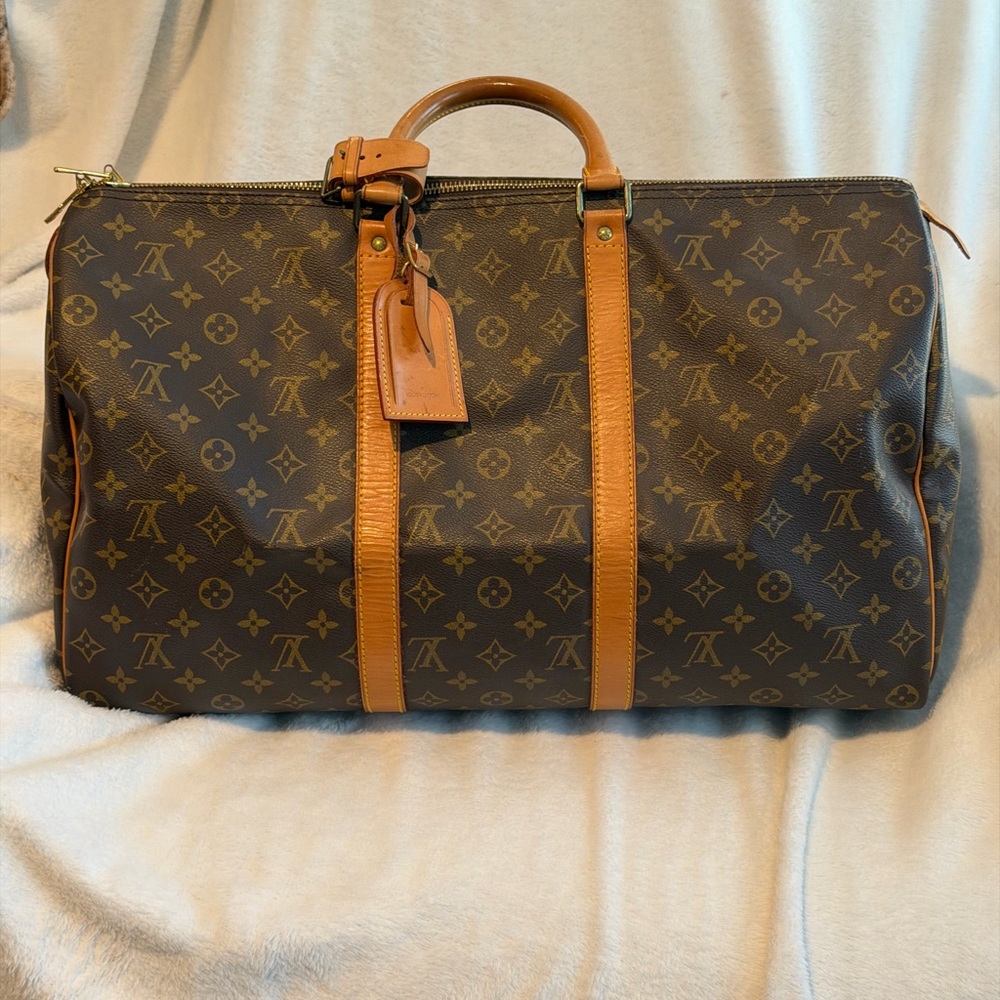 Louis Vuitton Monogram Canvas Duffel with Tan Leather Trim
